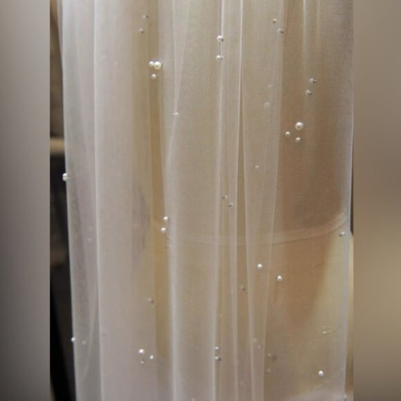 Beaded Pearl Wedding Veil Chapel Length main image 5